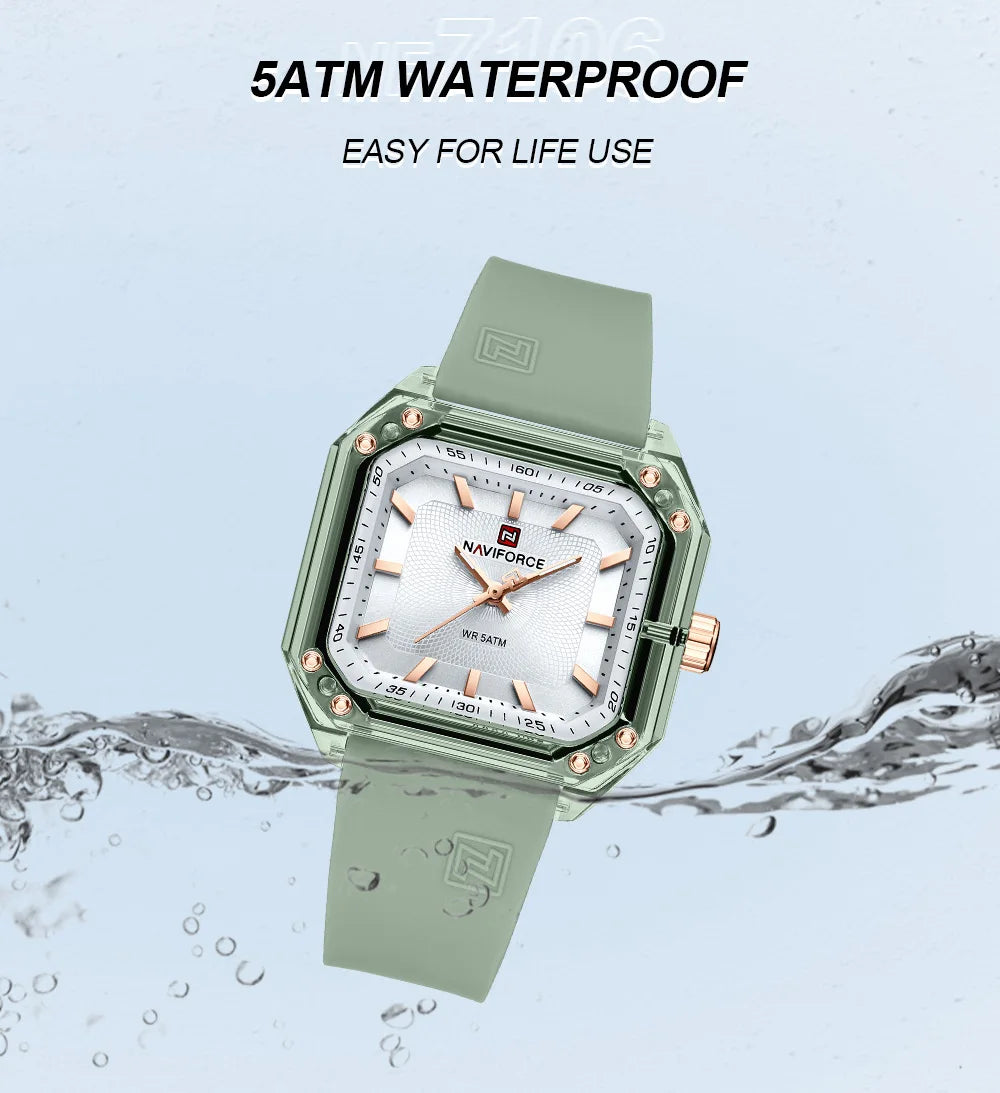Style NAVIFORCE Watches for Women Silica Band  Quartz 50M  Wristwatch Casual Simple Personality Ladies