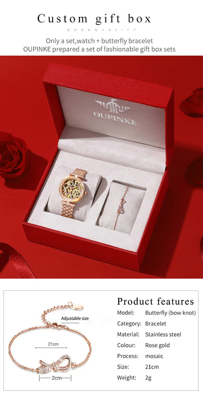 OUPINKE 3175 Women  Original Automatic Mechanical   Brand   Elegant Gift Box Girls' Diamond