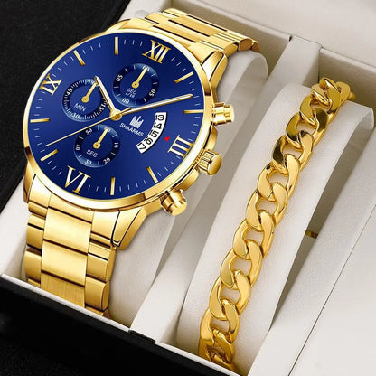 Mens   Quartz   Fake Three Eye Six Pin Calendar Men    Belt Men Watches