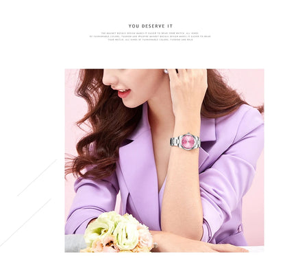29mm Fashionable   Rhinestone Pink Minimalist Girl  Outdoor Travel Women Wrist Watches