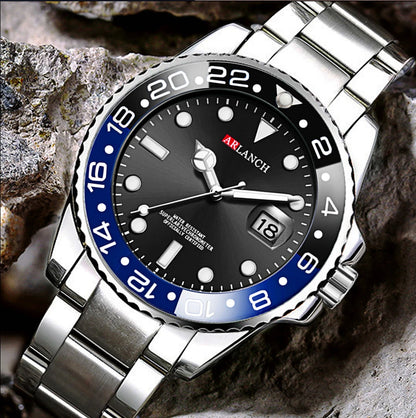 Classic Mens Watch Quartz Green Ghost Diver Series Stainless Steel Waterproof Calendar Clock Business Luxury Watch Reloj Hombre