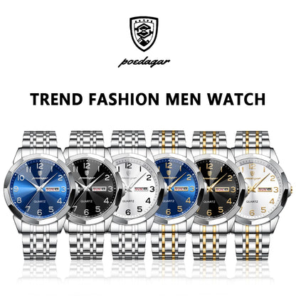 POEDAGAR Men‘s Watches Trend  Original Quartz  for Man Rhombus Mirror Waterpoof   Wristwatch  Week