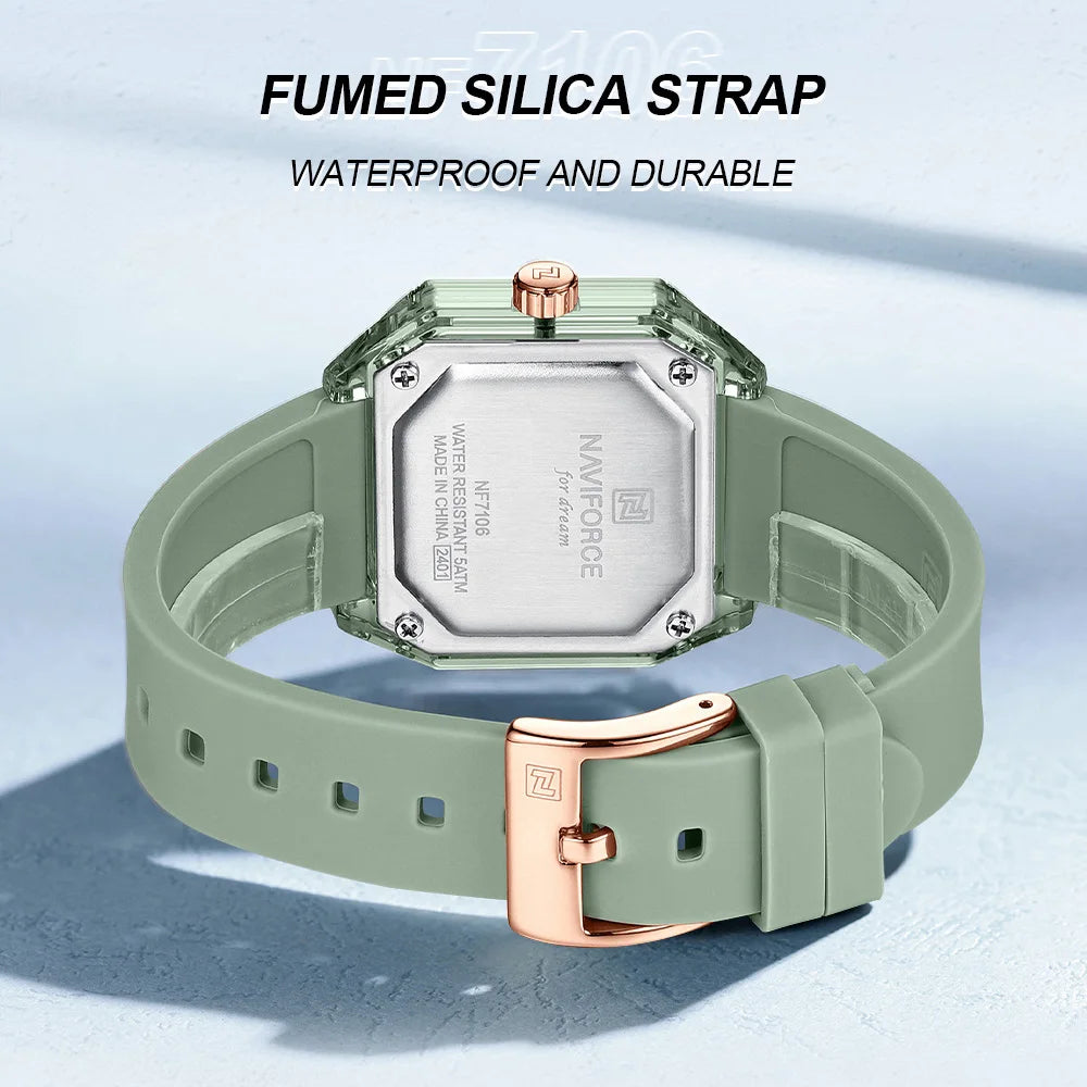 Style NAVIFORCE Watches for Women Silica Band  Quartz 50M  Wristwatch Casual Simple Personality Ladies