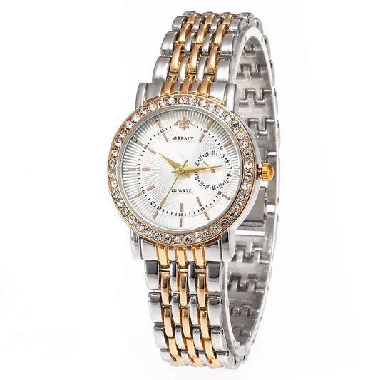 Exquisite Women Quartz    Casual Round Rhinestone Quartz  Gift For Friends Family Relogio