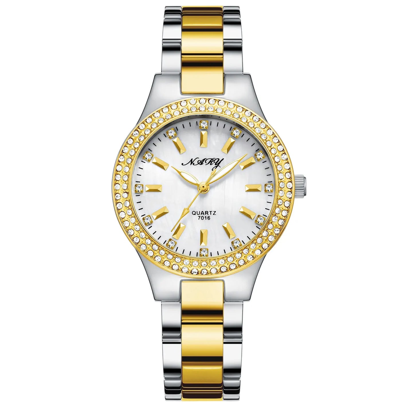 Elegant Casual Goldn  Crystal Diamond Inlaid    Silver  Quartz