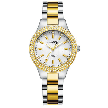 Elegant Casual Goldn  Crystal Diamond Inlaid    Silver  Quartz