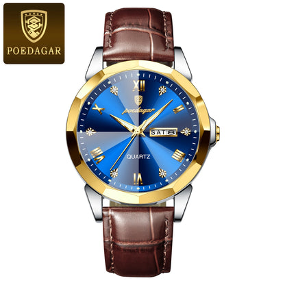 POEDAGAR  Man Wristwatch High Quality Quartz   Men     Week Leather  Watches