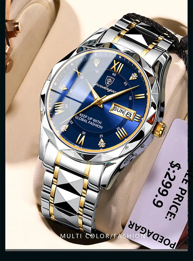 POEDAGAR Brand    Men Sport   Quartz Man   Strap  Calendar   Relógio
