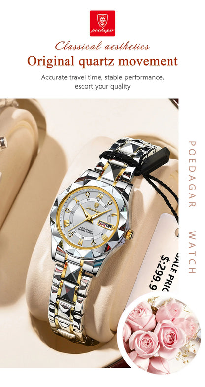 POEDAGAR  Quartz  for Ladies    Week   Women Watches Elegant Dress WristWatch+box