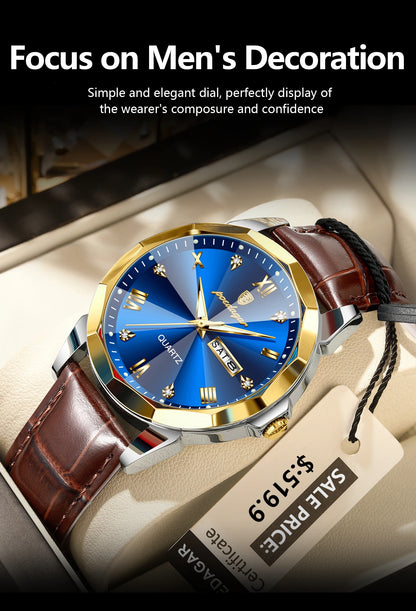 POEDAGAR  Man Wristwatch High Quality Quartz   Men     Week Leather  Watches
