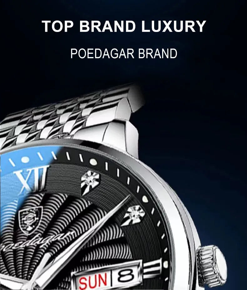POEDAGAR  Brand Man     Week  Quartz Wristwatch     Men Watches