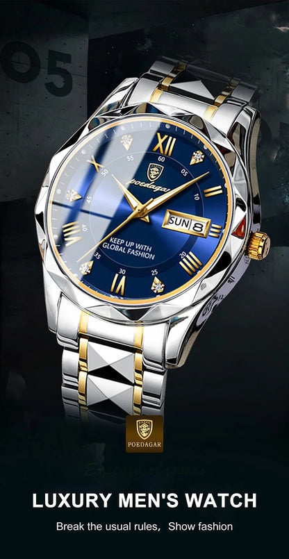 POEDAGAR Brand    Men Sport   Quartz Man   Strap  Calendar   Relógio
