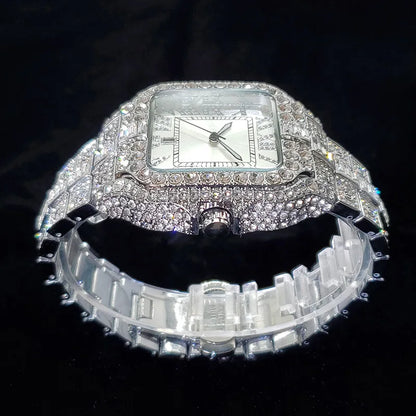 Brand Diamond Watches for Men  Cool Shiny Silver Jewelry  Hip Hop Iced Out Original Reloj Hombre Dropshipping