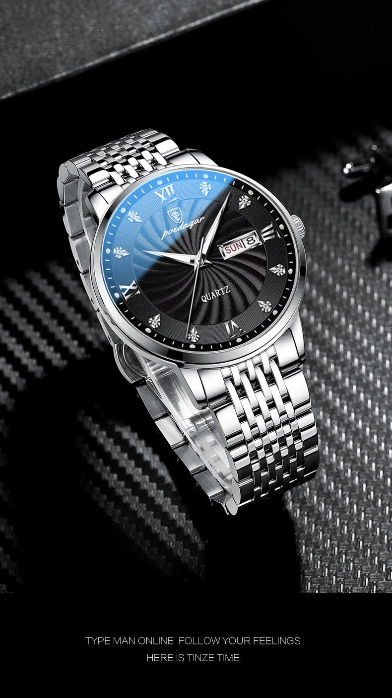 POEDAGAR  Brand Man     Week  Quartz Wristwatch     Men Watches