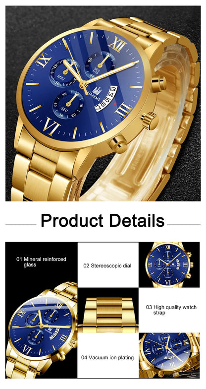Mens   Quartz   Fake Three Eye Six Pin Calendar Men    Belt Men Watches