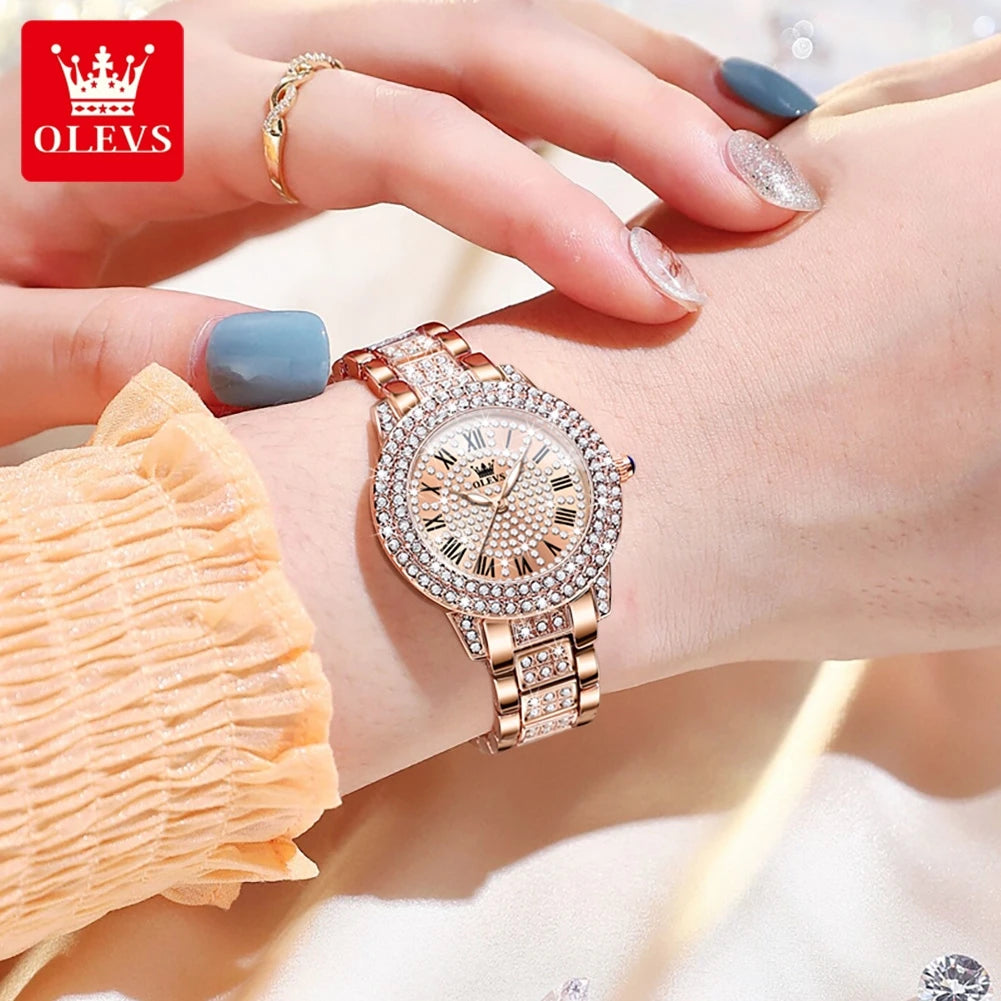 OLEVS 9943 Original Diamond  for Women  Elegant  steel  Quartz Wristwatch  Ladies' Watches