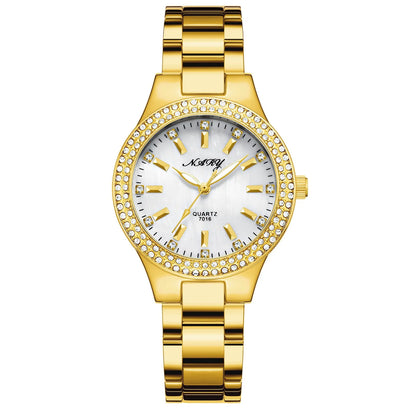 Elegant Casual Goldn  Crystal Diamond Inlaid    Silver  Quartz