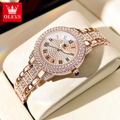 OLEVS 9943 Original Diamond  for Women  Elegant  steel  Quartz Wristwatch  Ladies' Watches
