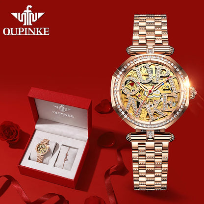 OUPINKE 3175 Women  Original Automatic Mechanical   Brand   Elegant Gift Box Girls' Diamond