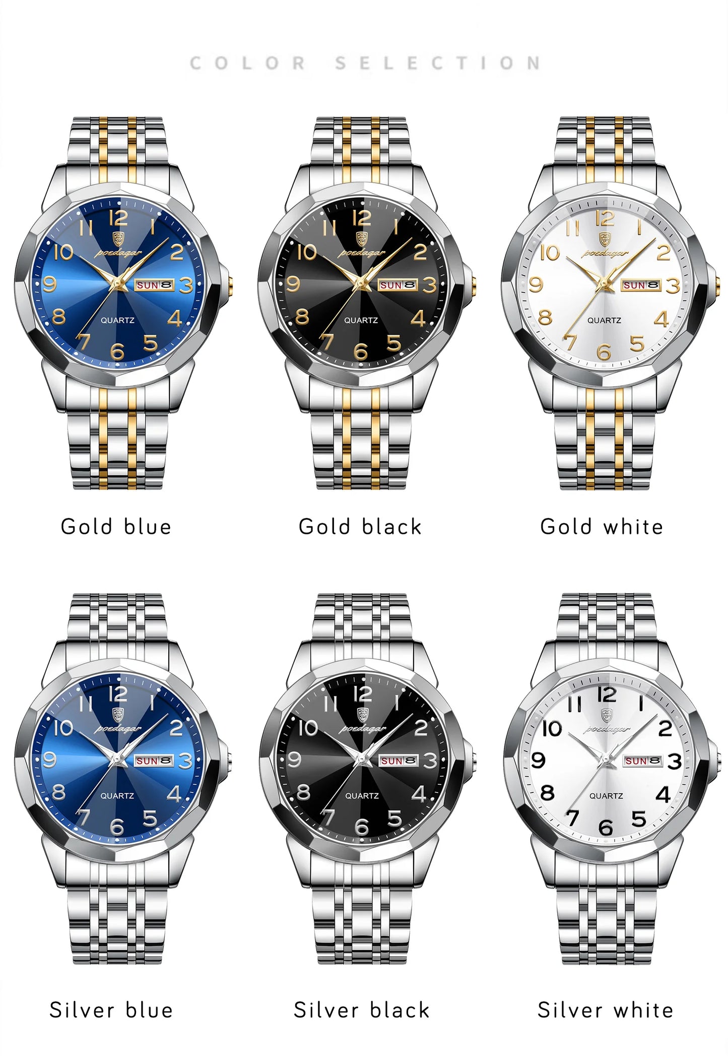 POEDAGAR Men‘s Watches Trend  Original Quartz  for Man Rhombus Mirror Waterpoof   Wristwatch  Week
