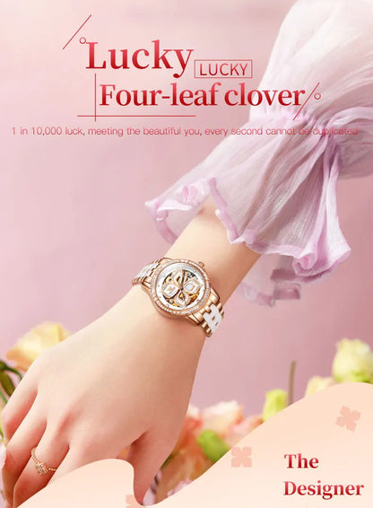 OLEVS 6612 Hollow Original  Mechanical  For Women   Ceramic  Strap Hand  Automatic