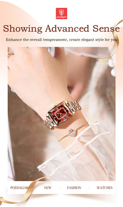 POEDAGAR Top Elegant Women Wristwatch   Ladies    Rectangle Quartz  Watches  Reloj