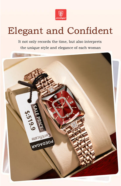 POEDAGAR Top Elegant Women Wristwatch   Ladies    Rectangle Quartz  Watches  Reloj