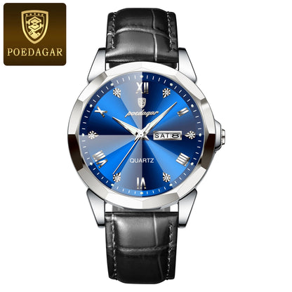 POEDAGAR  Man Wristwatch High Quality Quartz   Men     Week Leather  Watches
