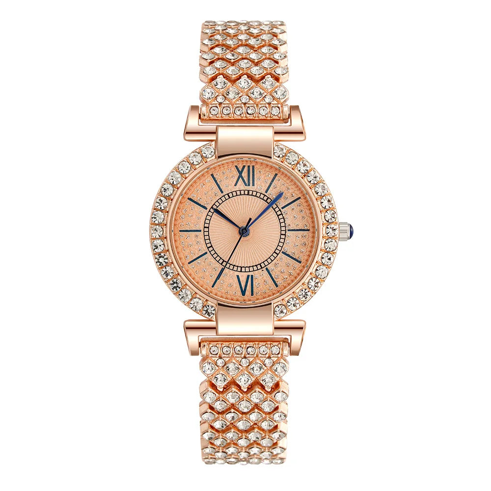 UTHAI H11   Quartz  Full Diamond  Band Water Diamond Full Sky Star Roman Pattern Bracelet Watches Girl