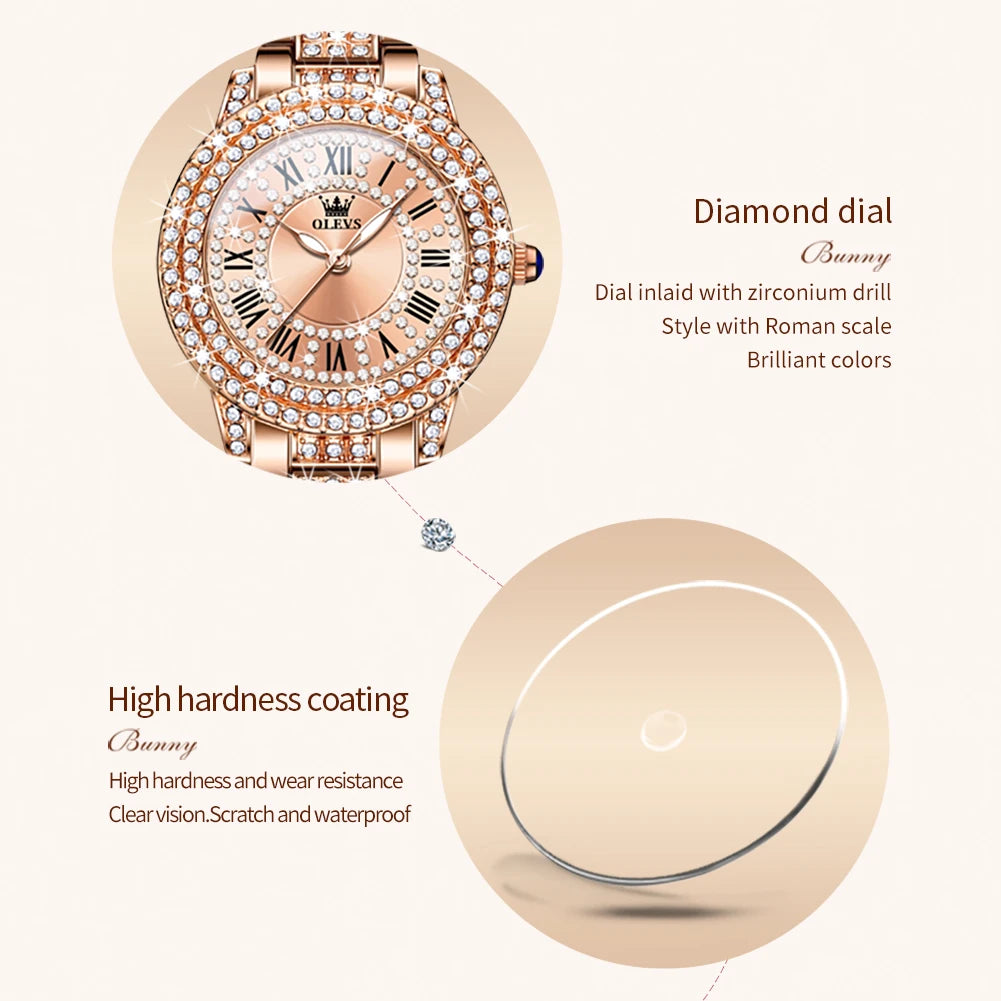OLEVS 9943 Original Diamond  for Women  Elegant  steel  Quartz Wristwatch  Ladies' Watches