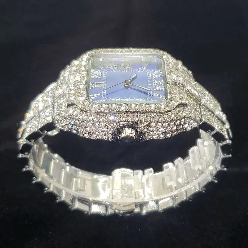 Brand Diamond Watches for Men  Cool Shiny Silver Jewelry  Hip Hop Iced Out Original Reloj Hombre Dropshipping