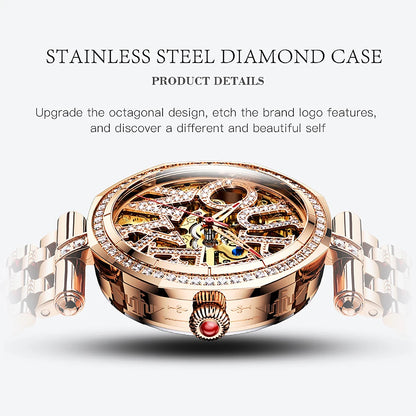 OUPINKE 3175 Women  Original Automatic Mechanical   Brand   Elegant Gift Box Girls' Diamond