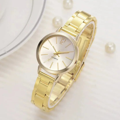 for Women Simple Round Dial   Gold Bracelet Quartz Wristwatch Students Ladies Watches Reloj Mujer
