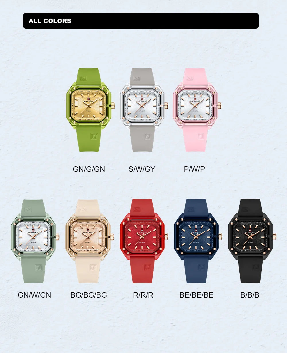 Style NAVIFORCE Watches for Women Silica Band  Quartz 50M  Wristwatch Casual Simple Personality Ladies