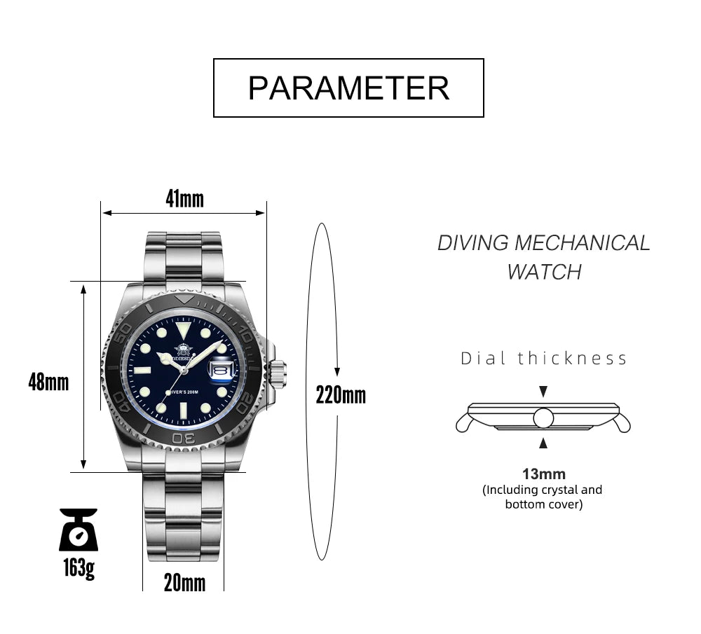 ADDIESDIVE Luxurious  Analog Quartz  BGW9  20 Bar   Diving   Men Watches H3