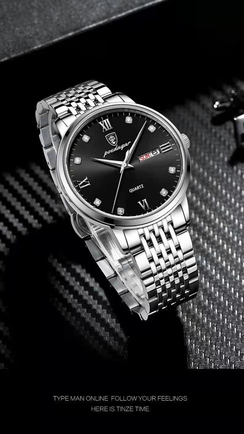 POEDAGAR   Men Quartz Wristwatch   Brand  Sport  Mens Watches Calendar Gifts Clocks