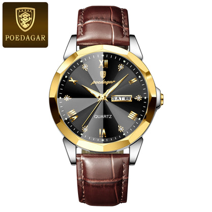 POEDAGAR  Man Wristwatch High Quality Quartz   Men     Week Leather  Watches