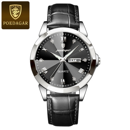 POEDAGAR  Man Wristwatch High Quality Quartz   Men     Week Leather  Watches