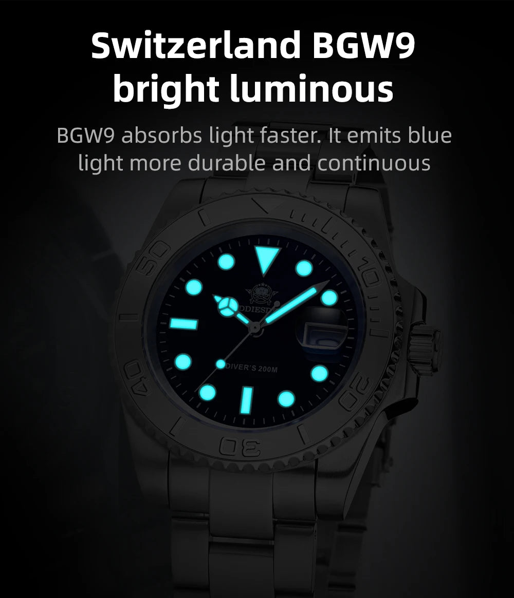 ADDIESDIVE Luxurious  Analog Quartz  BGW9  20 Bar   Diving   Men Watches H3