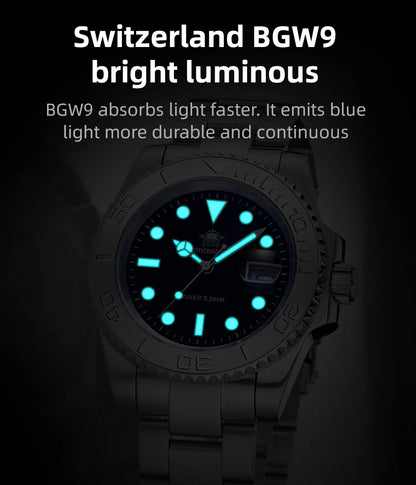 ADDIESDIVE Luxurious  Analog Quartz  BGW9  20 Bar   Diving   Men Watches H3