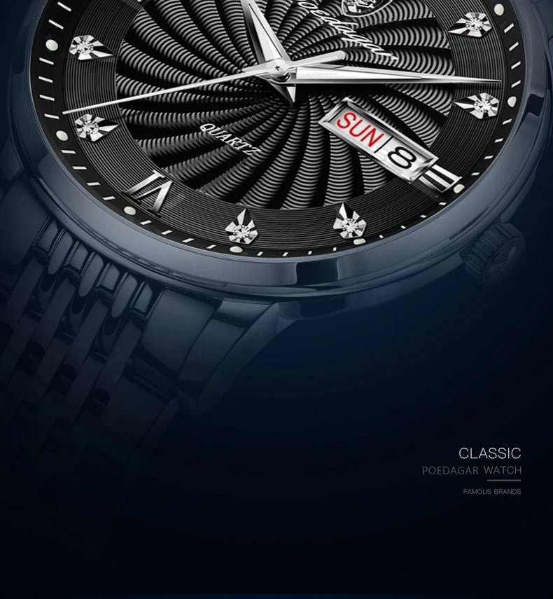 POEDAGAR  Brand Man     Week  Quartz Wristwatch     Men Watches