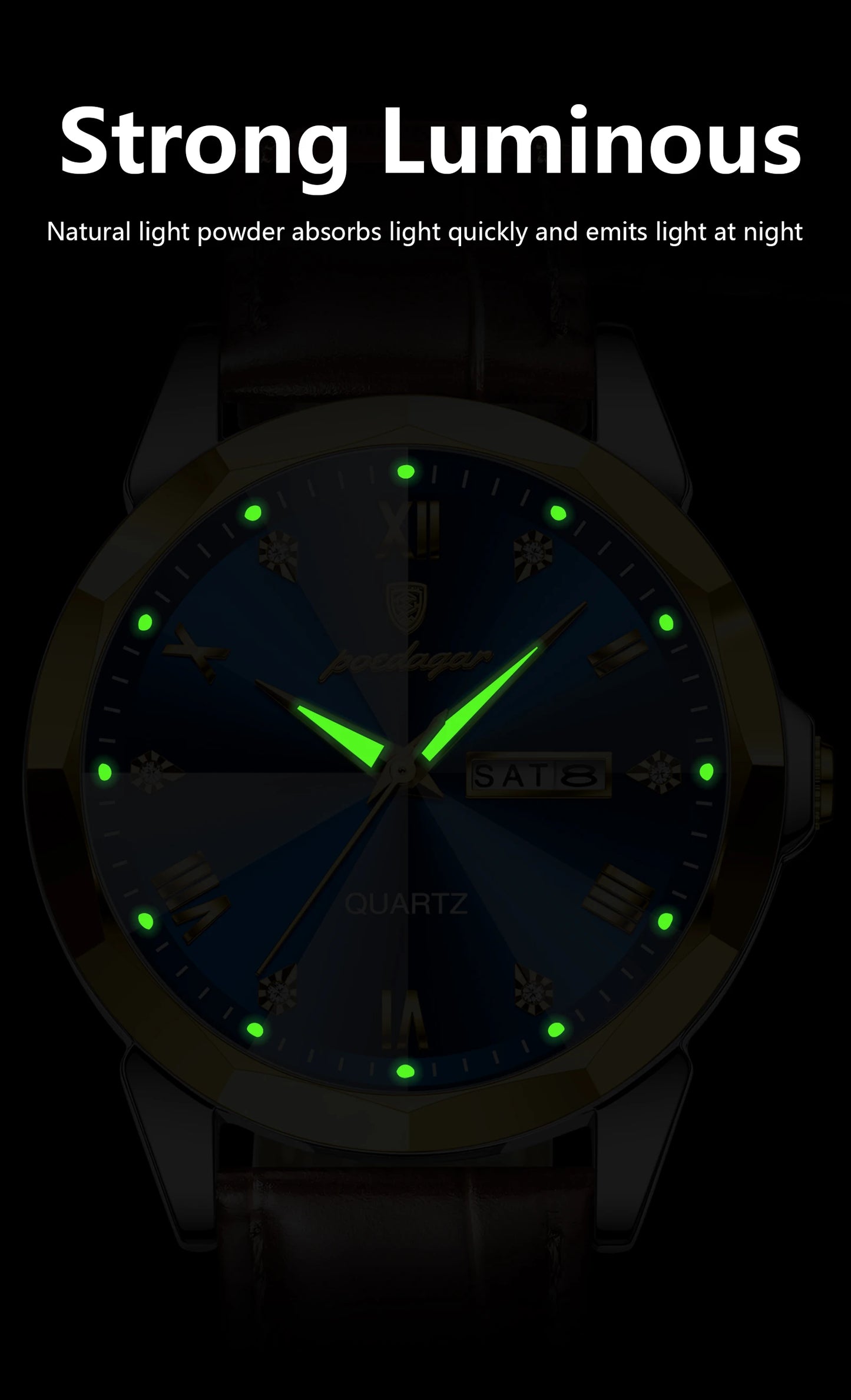 POEDAGAR  Man Wristwatch High Quality Quartz   Men     Week Leather  Watches