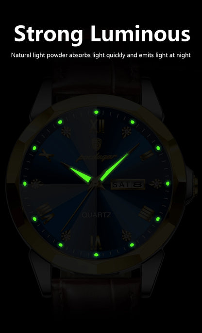 POEDAGAR  Man Wristwatch High Quality Quartz   Men     Week Leather  Watches