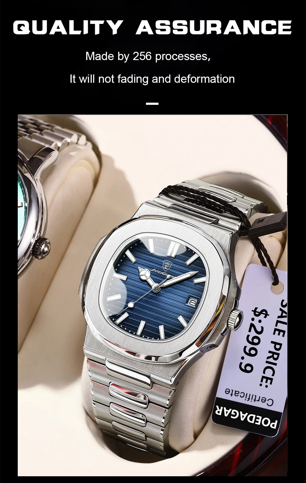 POEDAGAR           Square Quartz Men  reloj hombre