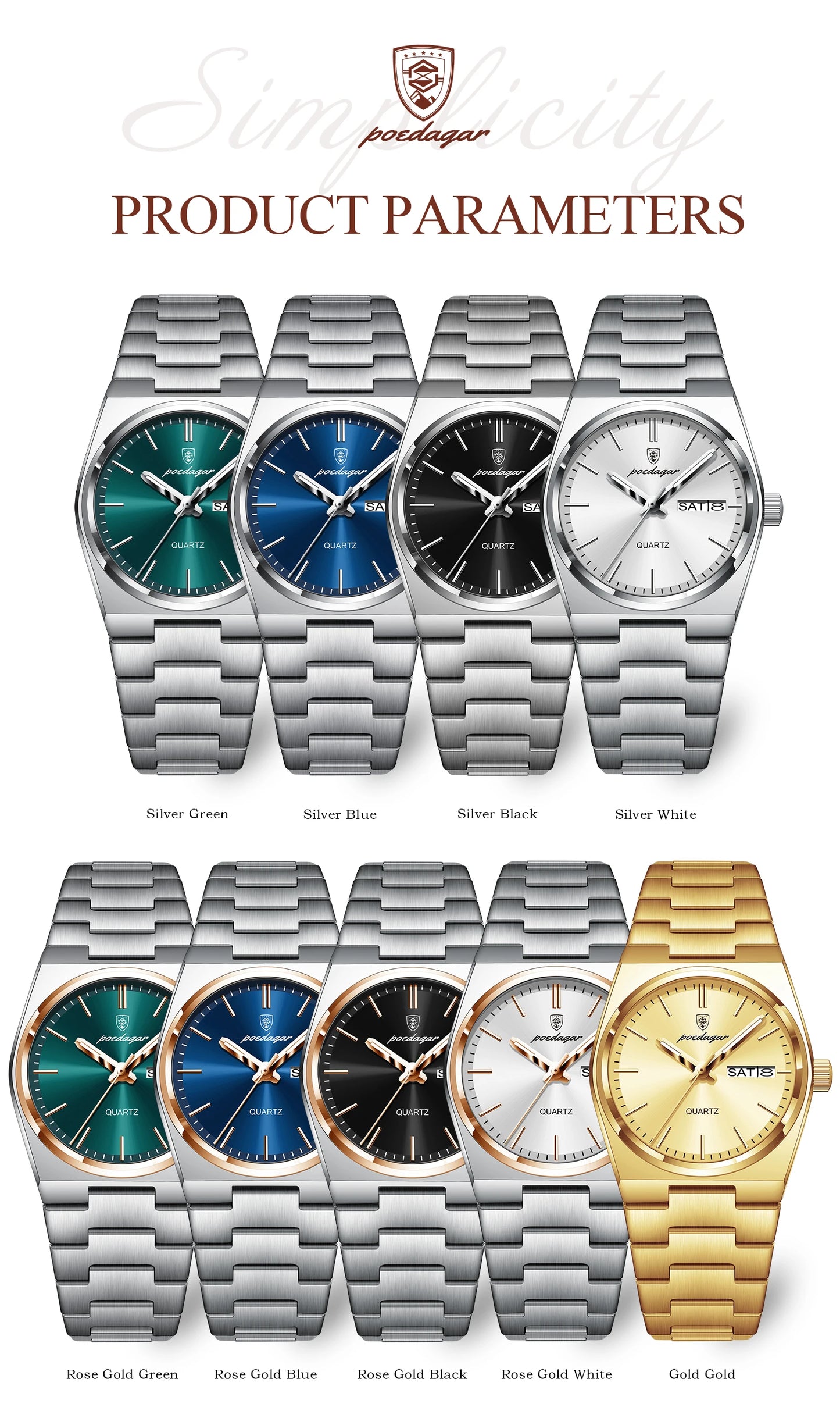 POEDAGAR   for Woman Ladies Elegant Quartz     Week    Watches