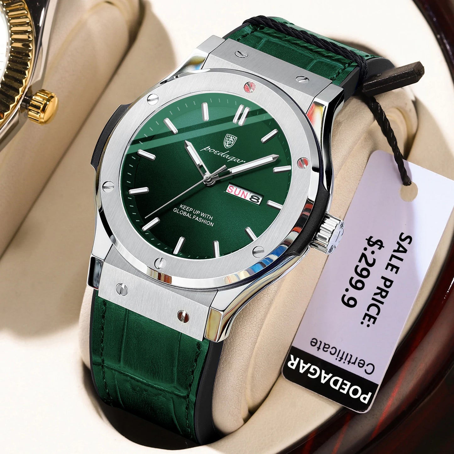 POEDAGAR Fashion Men's Watches Trend Classic Original Quartz Watch for Man Waterproof Luminous Week Date Wristwatch Leather New