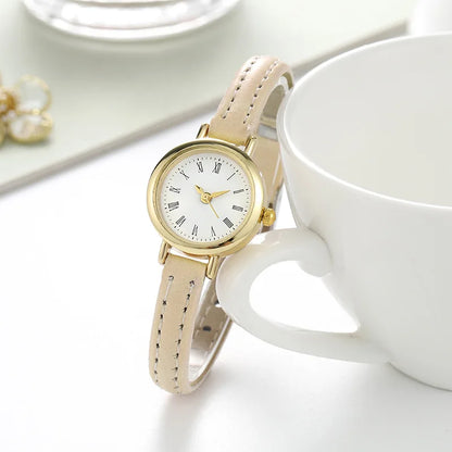 Simple Women Watches  Design Leather  Ladies Quartz Wristwatch Womens Small Round Dial  Reloj Mujer