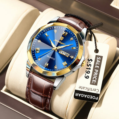 POEDAGAR  Man Wristwatch High Quality Quartz   Men     Week Leather  Watches