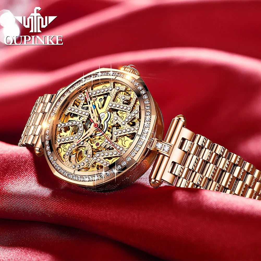 OUPINKE 3175 Women  Original Automatic Mechanical   Brand   Elegant Gift Box Girls' Diamond