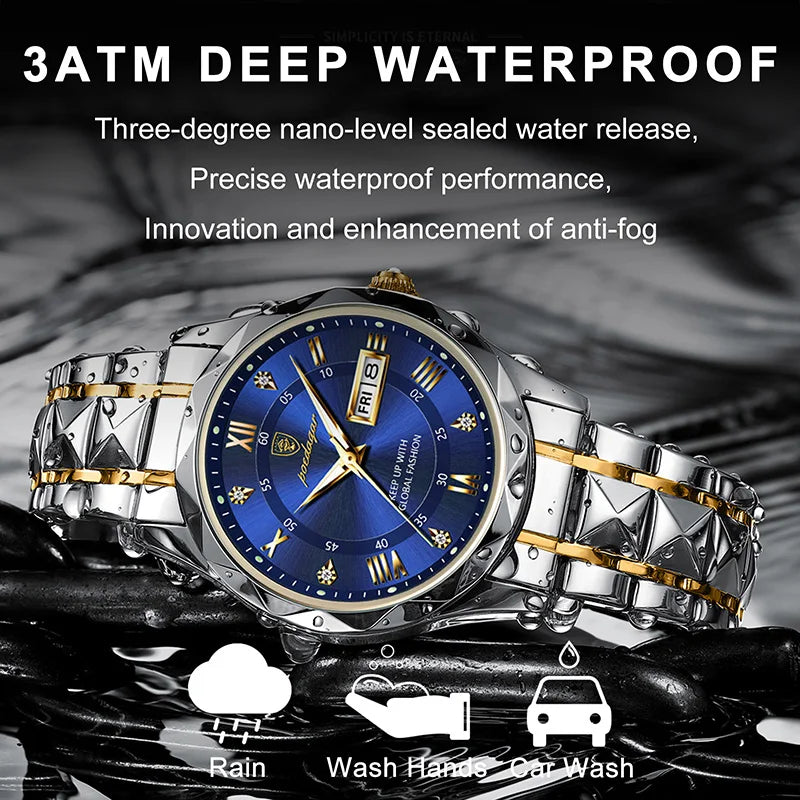 POEDAGAR Brand    Men Sport   Quartz Man   Strap  Calendar   Relógio